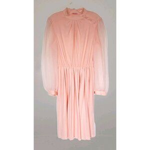 Vintage 1980s Amy Deb Peach Chiffon Sleeve Dress